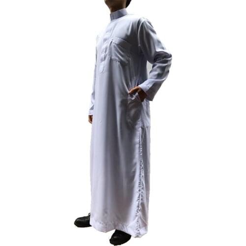 12 pieces/lot) 2019 latest design muslim men white shirts thobes islamic clothing men abayas YM110