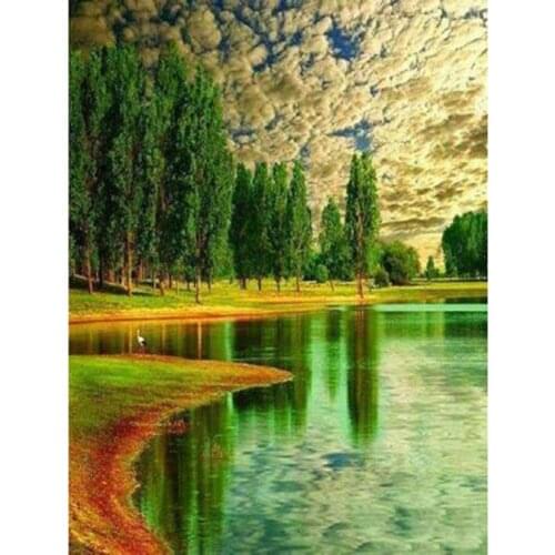 5D DIY Diamond Painting Square/Round Diamond Riverside Cloud Scenery Picture Landscape Painting Cross Stitch Embroidery WG3173