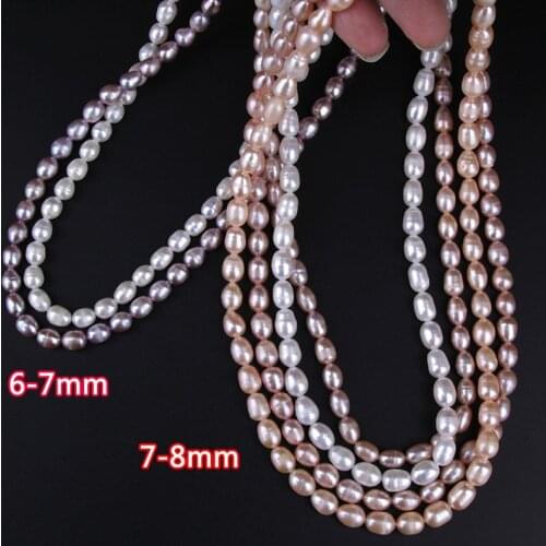 7-8mm Natural Freshwater Pearl Necklaces for Women Wedding Bridal Gifts White Pink Rice Real Pearl Choker Necklaces Wholesale