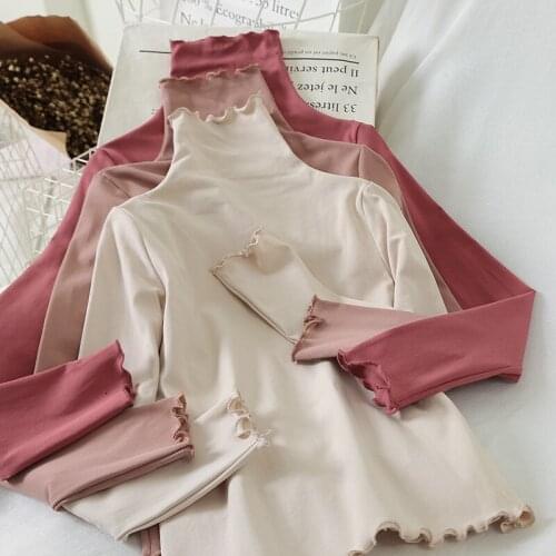 Blouses Soft Long Sleeve Women Shirts Lady Tops Turtleneck 2019 Elastic Fitted Blouse Fall Basal Blusas Feminina G1061