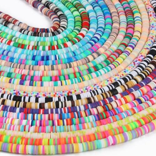 4/6mm About 440-450pcs Flat Round Polymer Clay Beads Chip Disk Resin Loose Spacer Handmade Beads For DIY Jewelry Making Bracelet