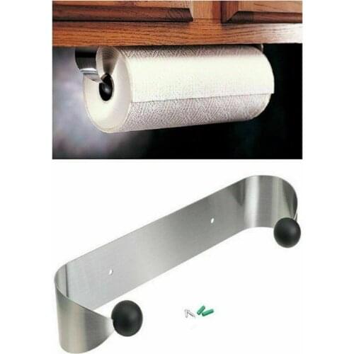 Roll Paper Towel Holder Stainless Steel Cabinet Kitchen Bathroom Wall Mount Rack Organizer Cabinet Cupboard Strong Adhesive