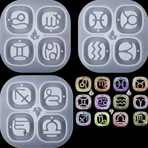Keychain Mold Constellation Pendant Silicone Mold Astrology Diy Epoxy Casting Mold Jewelry Necklace Pendant Making Mold