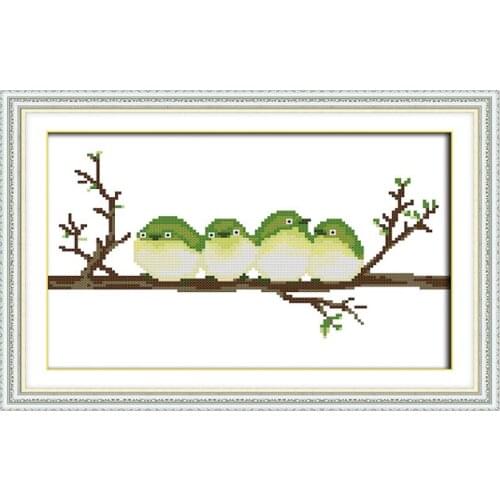The Bird On The Branch Cross Stitch Printed Canvas Joy Sunday 11 14ct DMC DIY Cross Stitch Embroidery Needlework Sets For Adults