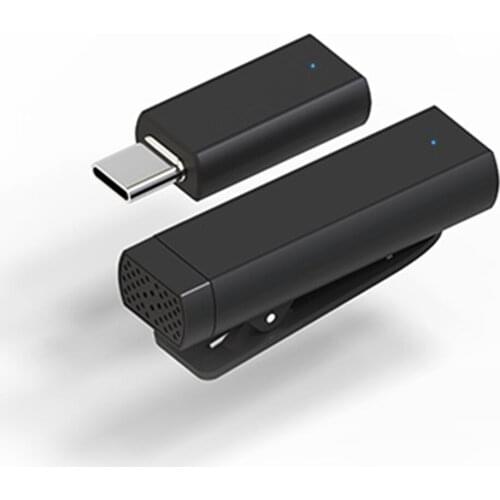 Mini Clip-on Lavalier Omnidirectional Microphone Transmitter Receiver Charging Case Wind Muff Type-C Port for Android Smartphone