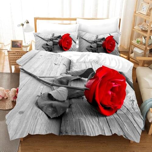 Red Rose Bedding Set Gift Flower Fashion 3D Print Comforter Luxury Queen King Single Duvet Cover Set Home Textile Decor Modern