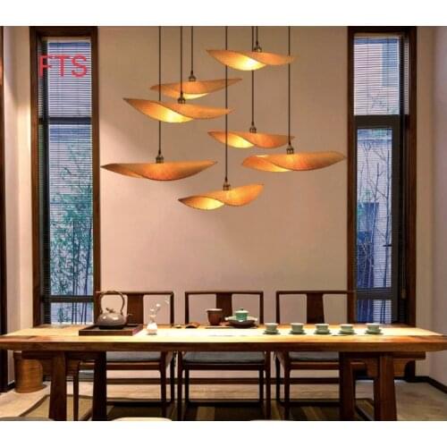 Creative bamboo chandelier tea room lighting characteristic restaurant lighting staircase multi-head combination bedroom lamp