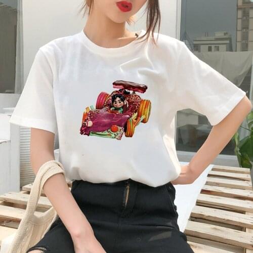 Disney Cool Women T Shirt Vanellope von Schweetz And her Car Printed T-shirt Vogue Simplicity Soft Girl Breathable Clothes