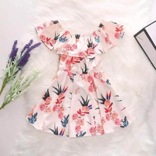 2021 Summer New Fashion Pink Sleeveles A-Line Dresses For Baby Girls Children Clothing Elegant Flower Princess Dresses For 2-6 Y
