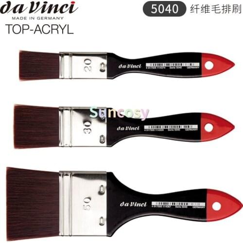 Da Vinci Oil & Acrylic Series 5040 Top Acryl Artist Oil Paint Brush, Flat Mottler Red/Brown Synthetic with Plainwood Handle