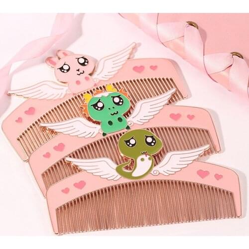 Cartoon Cosmetic Comb Twelve Zodiac Animal Makeup Comb Hairbrush Compact Pocket Beauty Tool Metal Comb Gift For Girl