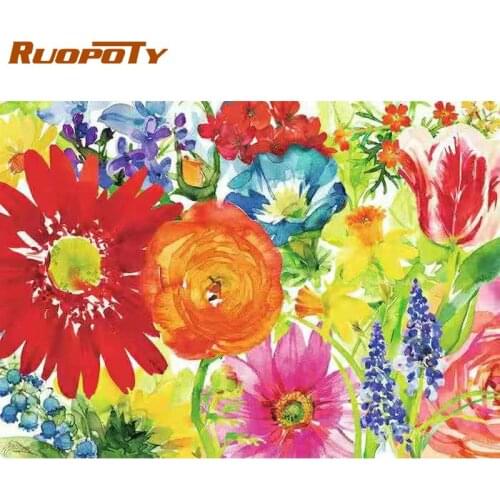 RUOPOTY pictures by numbers For Adult Colorful Flowers 60x75cm Kits On Canvas Digital Oil Painting By Numbers Gift