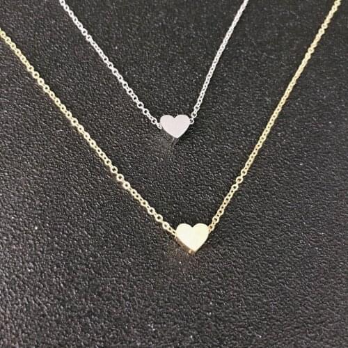 Trendy Smart shiny Love Heart Shape Pendant Necklace Stainless Steel link Chain Metal Jewelry For Career Women
