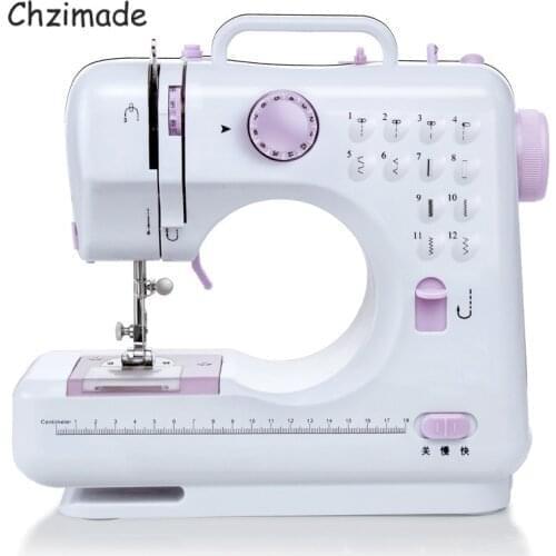 Chzimade Portable Sewing Machine Mini Electric Household Crafting Mending Overlock 12 Stitches with Presser Foot Pedal Beginners