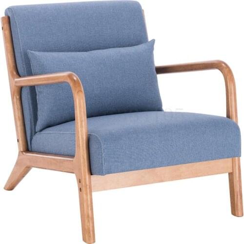 Nordic Single Sofa Chair Family Bedroom Modern Simple Solid Wood Small Family Type Lazy Sofa Chair Leisure Computer Chair