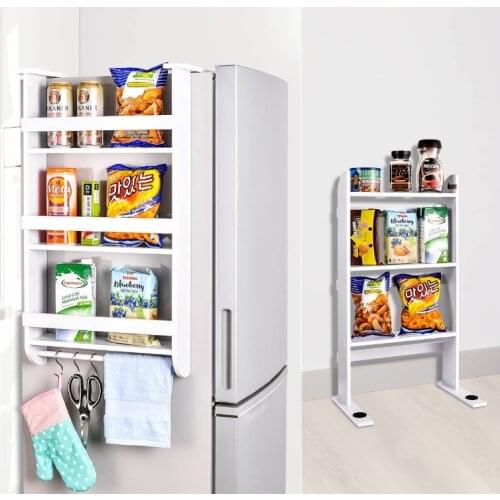 Refrigerator rack, wooden storage rack, refrigerator side storage rack, paper towel rack, spice can rack, kitchen storage rack