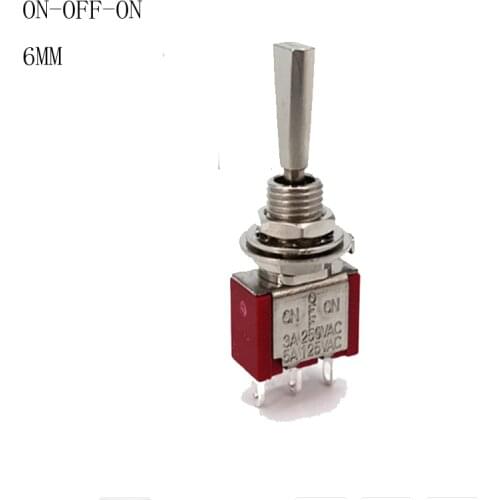 Light Switch Flat handle SPDT 3 Pin ON-OFF-ON 3 Position CQC ROHS Silver Pin RC Transmitter AC 6A/125V New Toggle Switch
