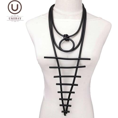 UKEBAY New Designer Handmade Luxury Necklaces For Women Rubber Jewelry Gothic Clothes Necklace Accessories Black Big Chains