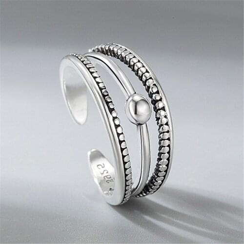 SHQIYAYI Party Gift Finger Rings Retro Silver-Color Geometry Fashion Xmas Jewelry Casual Ethnic Jewellery Hollow Simple 034