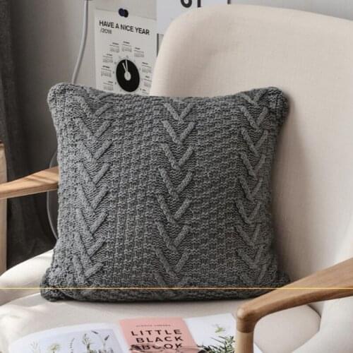 Knit Cushion Cover Solid Ivory Grey Pink Ivory Green Solid Pillow Case 45*45cm Soft For Sofa Bed Nursery Room Decorative