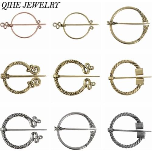 QIHE JEWELRY Viking Brooch Collection Twists Knotted Fibula Cloak Pin Penannular Cloak Pin Shawl Pin for Men Women
