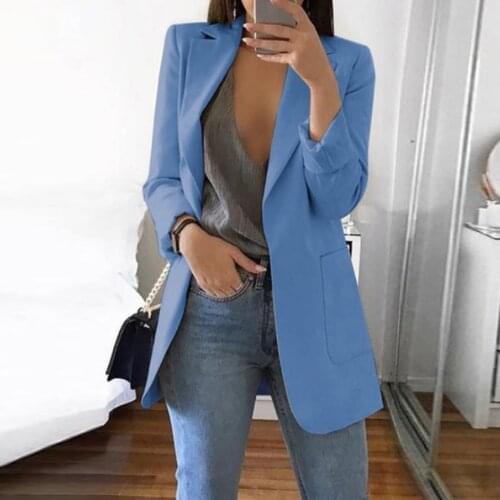 Women Blazer Casual Long Sleeve Slim Jackets Blazers Open Front Office Lady Suit Jacket Lapel Coat Cardigan Formal Blazers