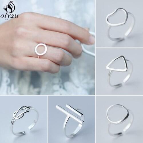 Korean Fashion Open Rings for Women Geometric Round Heart Triangle T Bar Finger Ring Girls Everyday Jewelry bijoux femme 2021