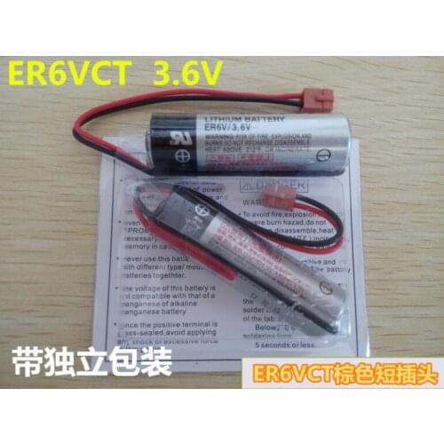 10PCS/lot Original New ER6VCT Battery 3.6V 2400mAh PLC Lithium Batteries With Brown Plugs Connectors