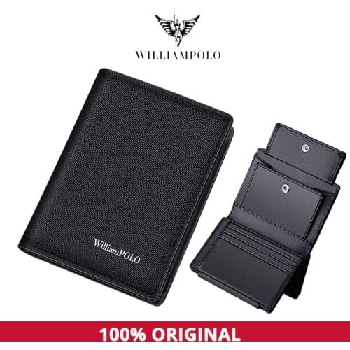 WILLIAMPOLO 2021 New Men Wallets Small Money Purses Wallets New Design High Quality Men Thin Wallet With Coin Hasp Bag Wallet