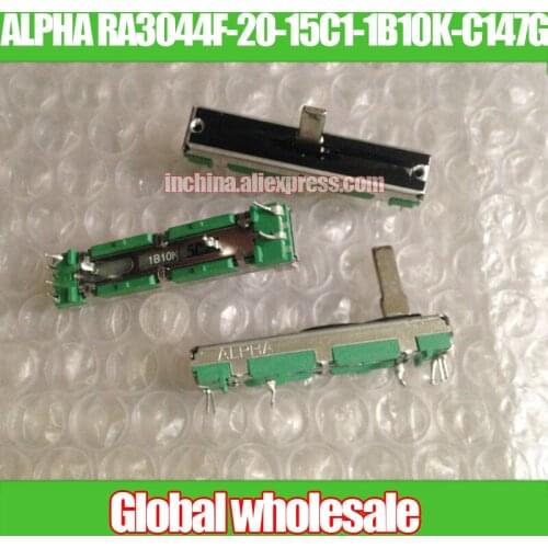 3pcs ALPHA RA3044F-20-15C1-1B10K-C147G 45mm double potentiometer B10K / handle length 15MM with the middle point