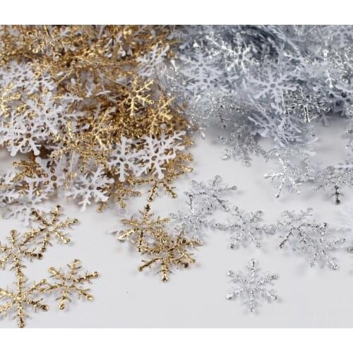 300pcs/lot Christmas Snowflakes Appliques Wedding Party Decoration Craft DIY Handmade Gift Supplies Ornaments Home Garden Decor