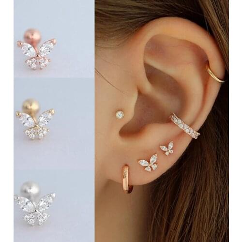 Aide 925 Sterling Silver Shiny Crystal Butterfly Long Chain Tassel Stud Earrings For Women Girls Ear Stud Party Fine Jewelry