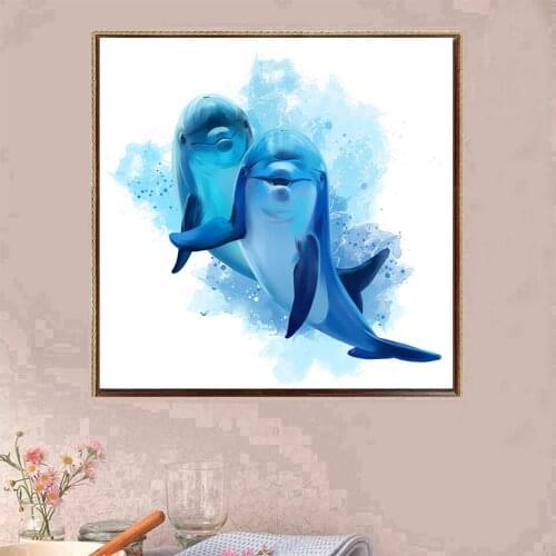 Diamond Painting 5D Diy Full Square/Round Animal Two Dolphin Diamond Embroidery Mosaic Home Decoration Child Gift
