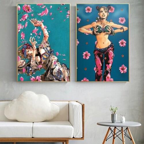 Anime canvas painting dancing flower girl picture posters and prints wall art print canvas living room home decoration girl gift