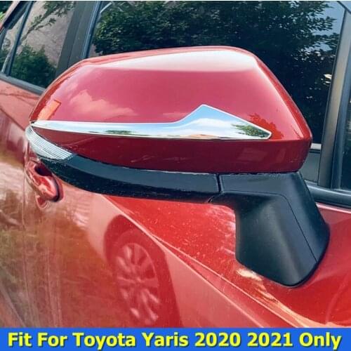 Car Rearview Mirror Decoration Strip Cover Trim 2pcs ABS Chrome Accessories Exterior Refit Kit Fit For Toyota Yaris 2020 2021