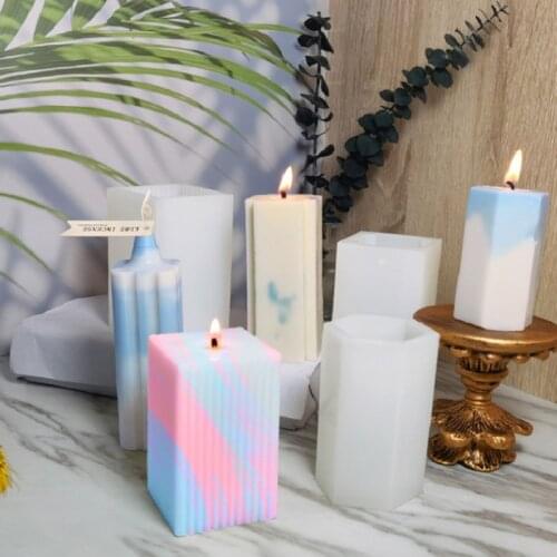 White Geometric Cylinder Candle Molds Candle Mould Simple Modern Style Candle Silicone Mold