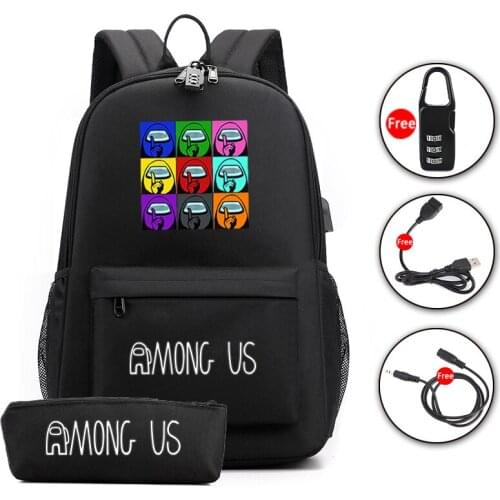 Children Game Among Us Backpack Kids Cute Cartoon Schoolbag Bookbag Anime Knapsack Preschool Rucksack Gift