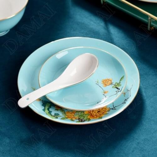 European Ceramic Plates Painted Decorative Fruit Salad Plate Restaurant Serving Tray Western Steak Dishes Kitchen Tableware