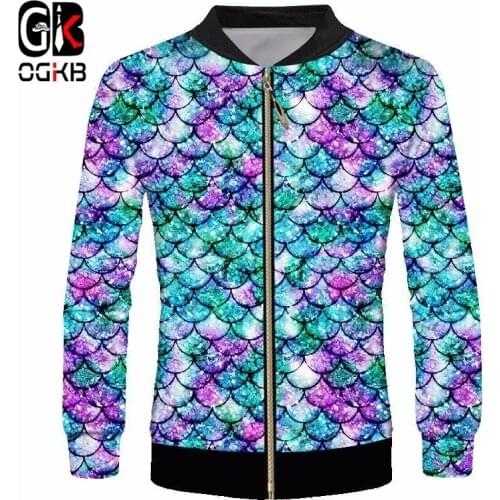 OGKB Free Shipping Long Sleeve 3d Fashion Printed Fish Scale Jacket Men/women Slim Casual Tracksuit Spring Fall Unisex Coat 6xl