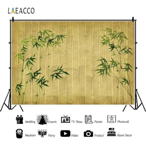 Laeacco Chinese Retro Style Bamboo Ink Painting Pattern Cloth Photography Backdrops Photographic Backgrounds For Photo Studio
