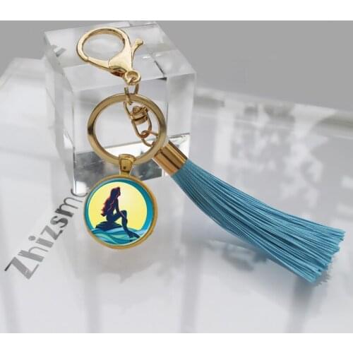 Little Sea Mermaid pendant Moana Women Bag Tassel Keychain Women pendant Car Key chain Mermaid charm Sea Pendant Fringe Key Ring
