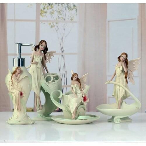 European Style Fashion Beauty Wash Set Creative Bathroom Five-piece Set Angel Ornaments Girlfriends Wedding Gifts Accessories