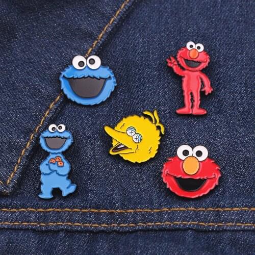 Cartoon Sesame Street Brooches Enamel Pins Elmo Cookie Monster Brooch Pin Breastpin Brotheroch Unisex Cute Gift