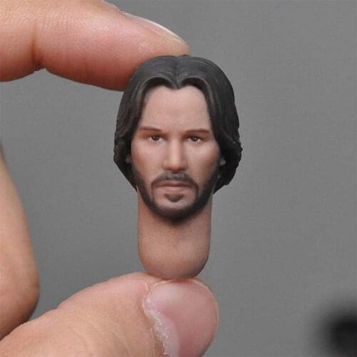 1/12 Male Head Sculptmezco Keanu Reeves Head Sculpture Black Hair Fit for 6" Action Figure Body