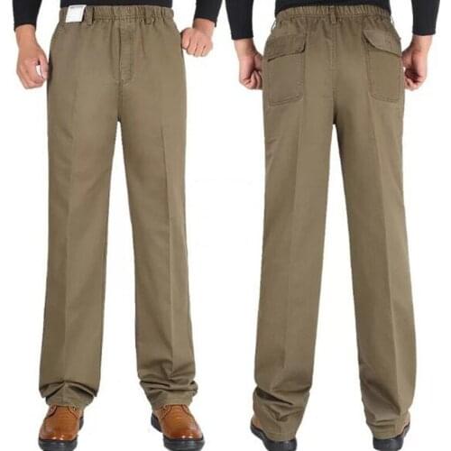 New Men Elastic Waist Trousers For Four Seasons Men Straight Pants Cotton Loose Trousers Mens Pants