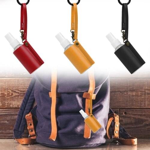 Spray Bottle Cover Set Leather Portable Hand Sanitizer Keychain 60ML Squeeze Spray Head Reusable Bottle Hand Washing Storage