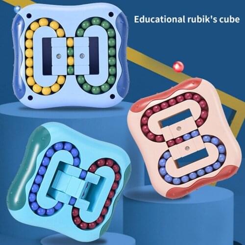 Novelty Stress Relief Toys for Adults Kids Anti Depressive Early Educational Toys Rotating Magic Bean Fingertip Cube Toys Gift