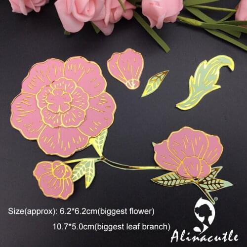 Alinacutle Glimmer Hot Foil Plate Die 11pc flower leaf branch DIY Scrapbooking Paper Craft Handmade Card Punch Art A