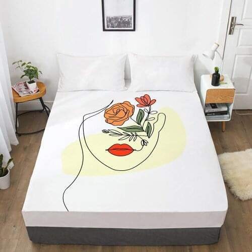 Luxury Elastic fitted sheet bed sheet With An Elastic Band Mattress Cover 150x200/160x200 Bed cover for home Woman yellow