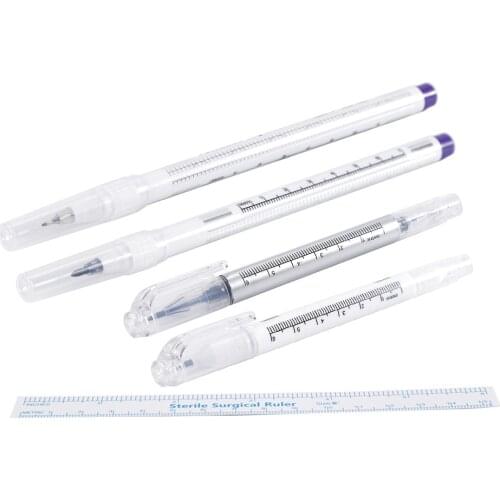 Medical Scribe Pen Eyebrow Piercing Marker Pen Sterile Ruler Permanent Tattoo Accessories